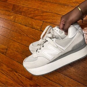 New Balance Cream Platform Sneakers